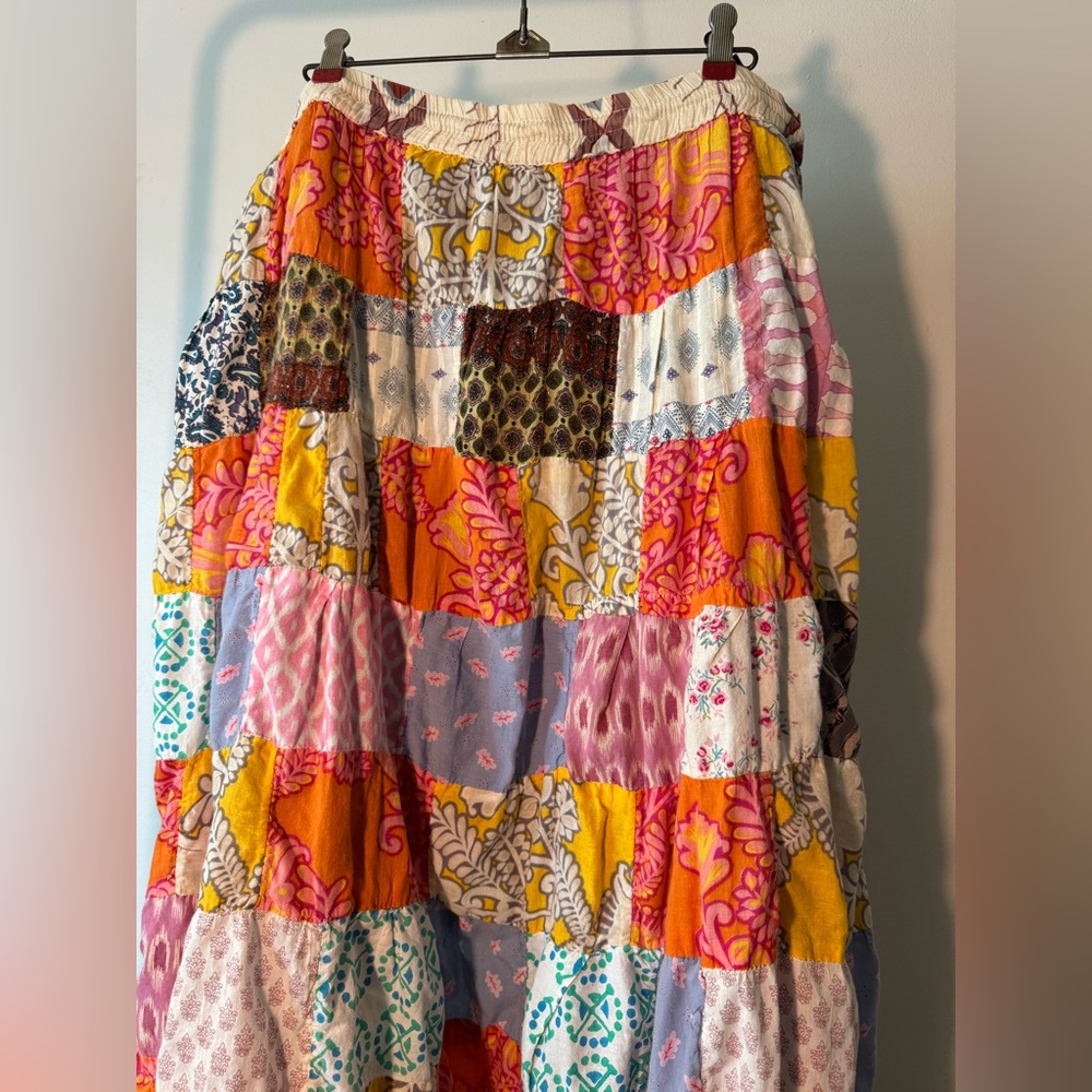 Multicolor Patchwork Boho Maxi Skirt - Picture 3 of 4